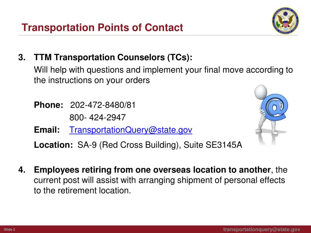 transportation points of contact