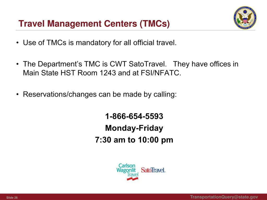 travel management centers tmcs