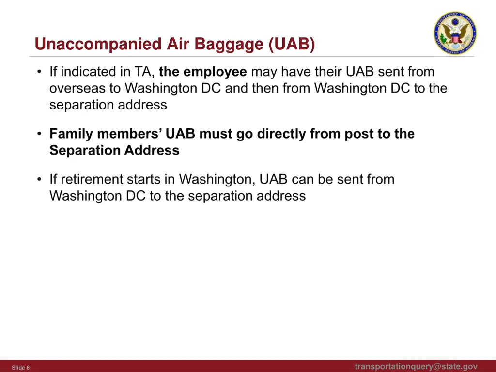 unaccompanied air baggage uab