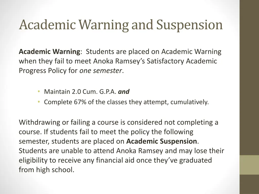 academic warning and suspension