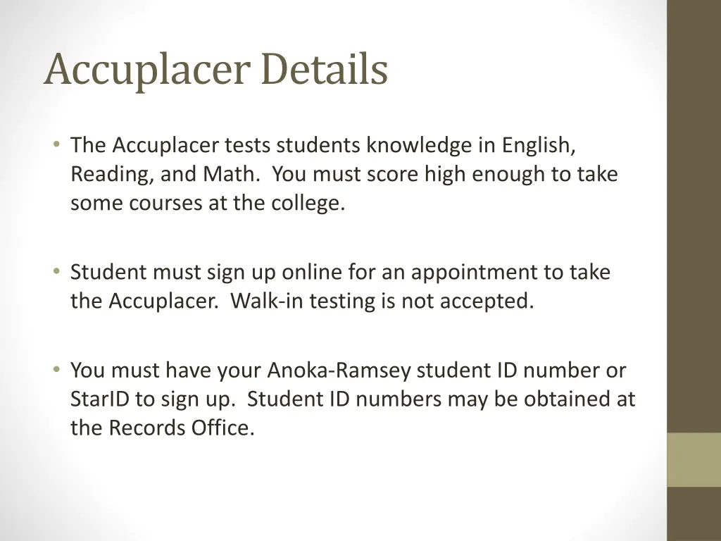 accuplacer details