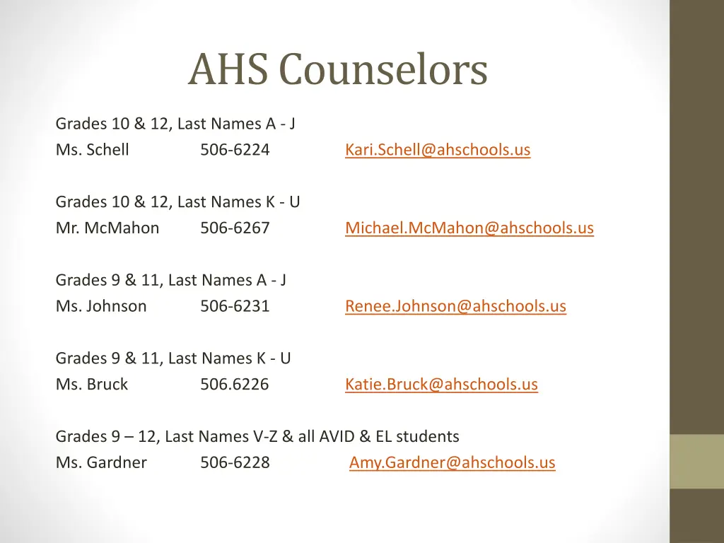 ahs counselors