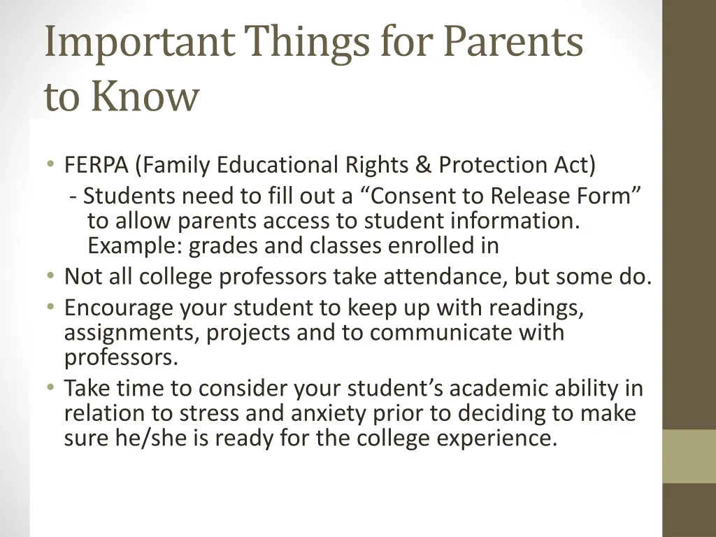 important things for parents to know