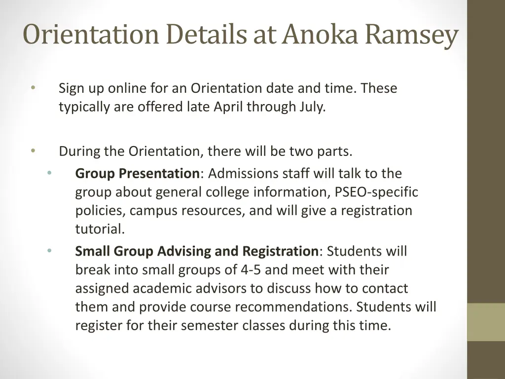 orientation details at anoka ramsey
