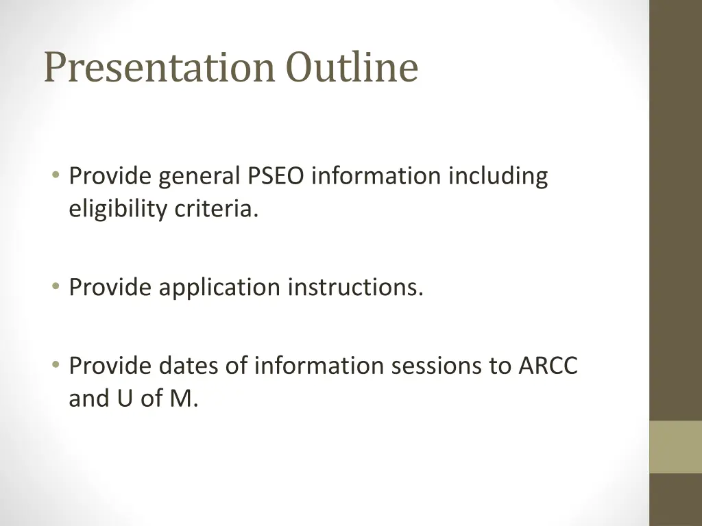 presentation outline