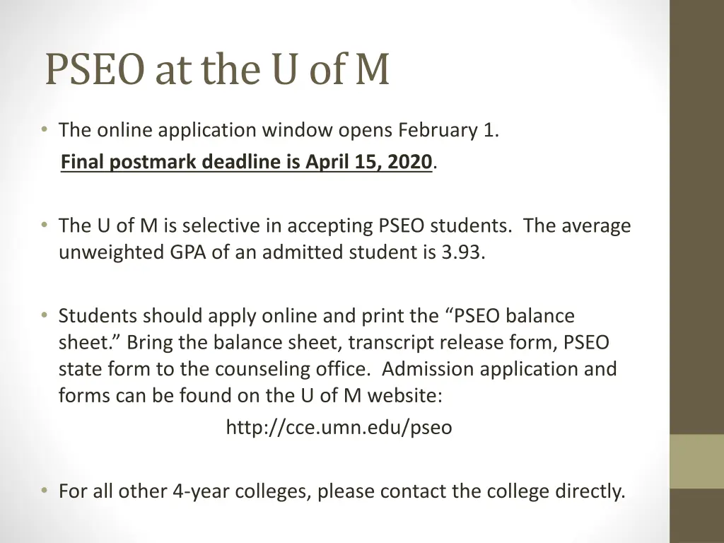 pseo at the u of m