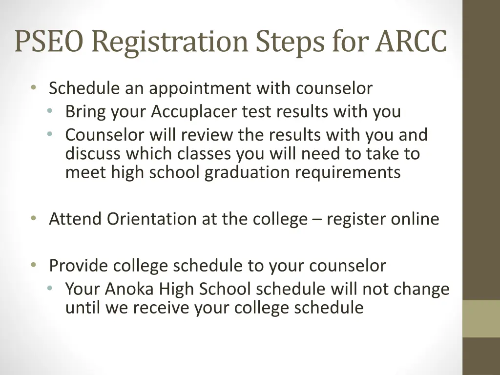 pseo registration steps for arcc