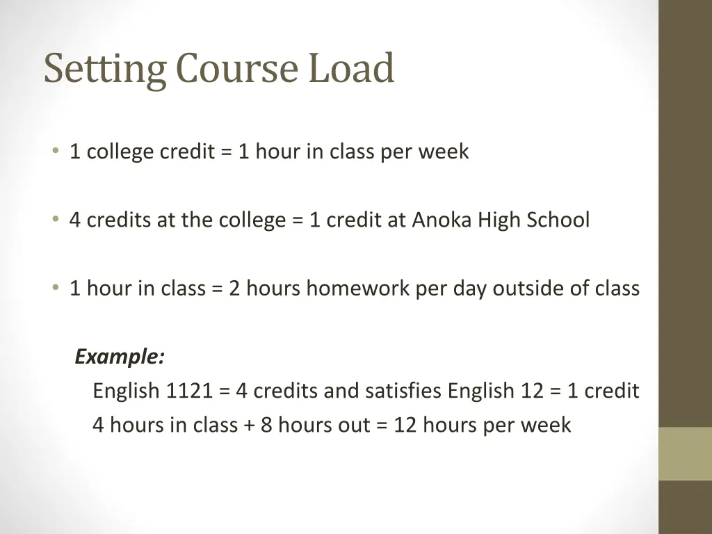 setting course load