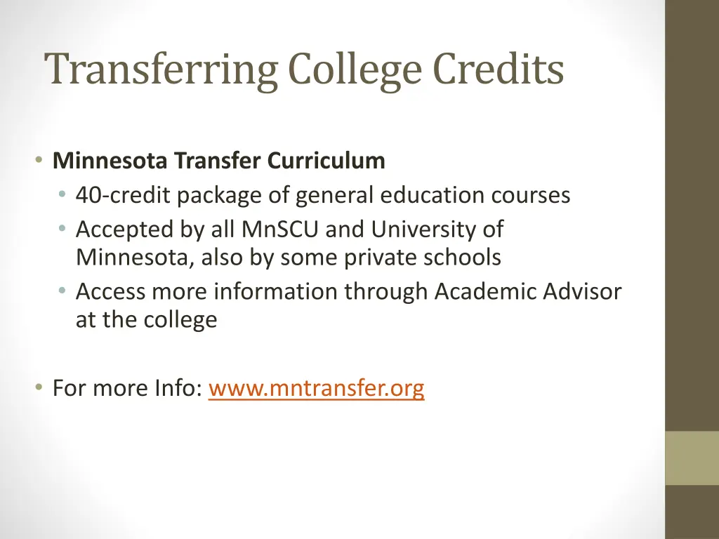 transferring college credits