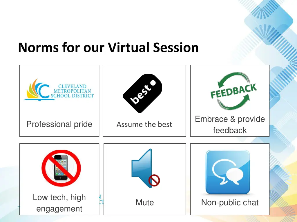 norms for our virtual session