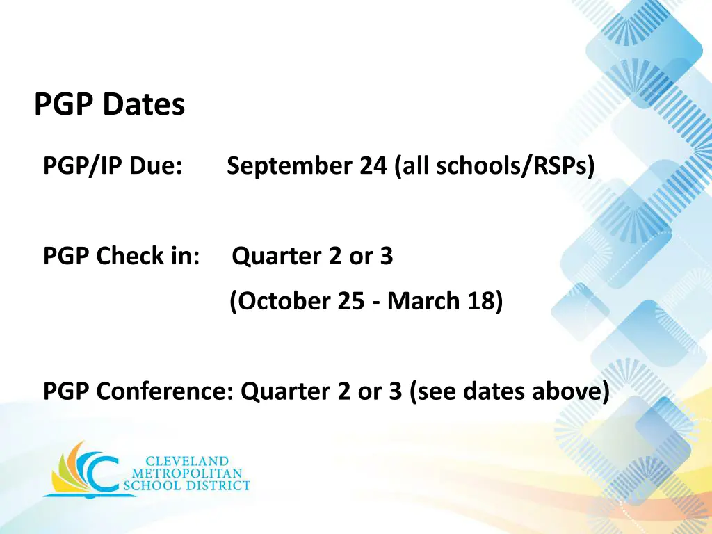 pgp dates