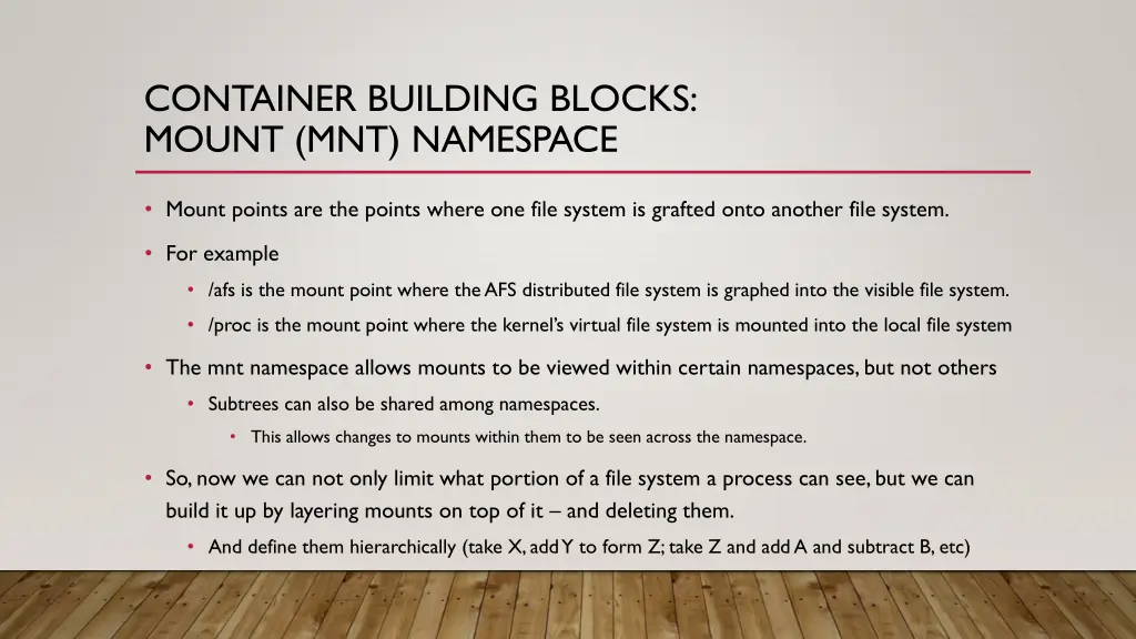 container building blocks mount mnt namespace