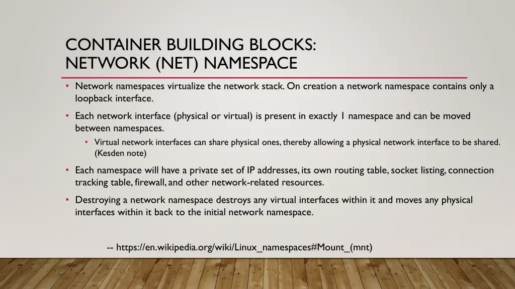 container building blocks network net namespace