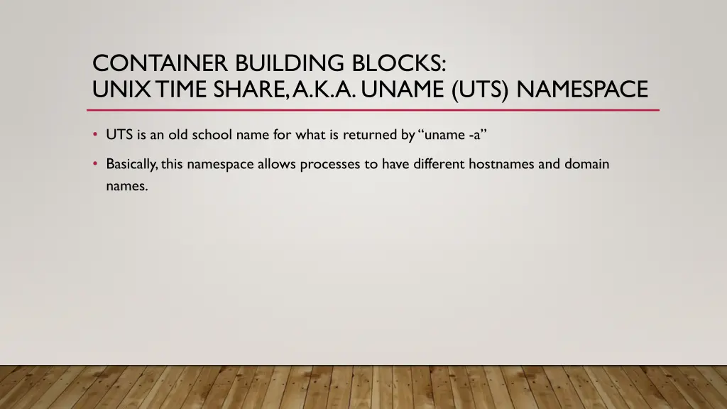 container building blocks unix time share