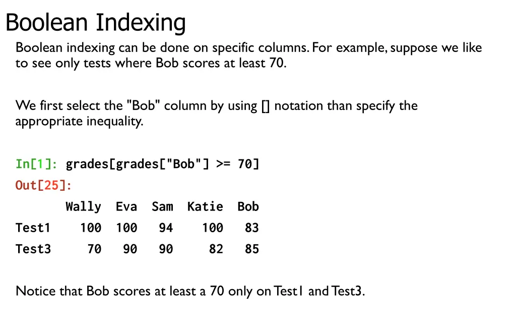 boolean indexing boolean indexing can be done