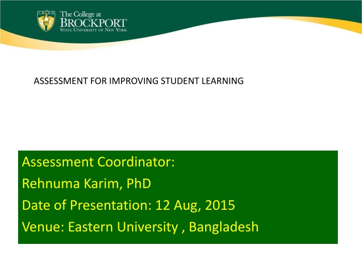 assessment for improving student learning