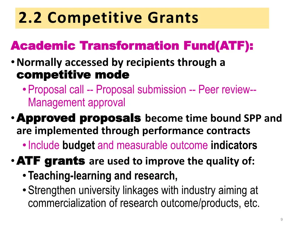 2 2 competitive grants