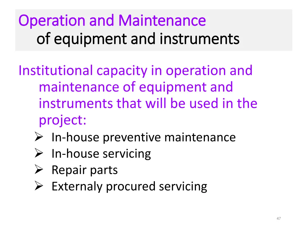 operation operation and of of equipment equipment