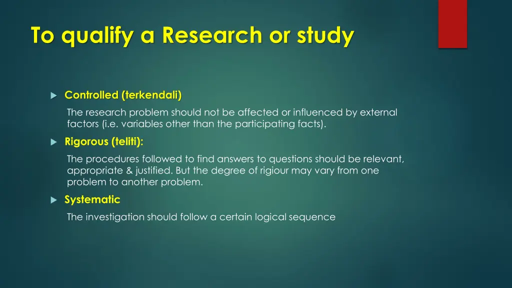 to qualify a research or study 1