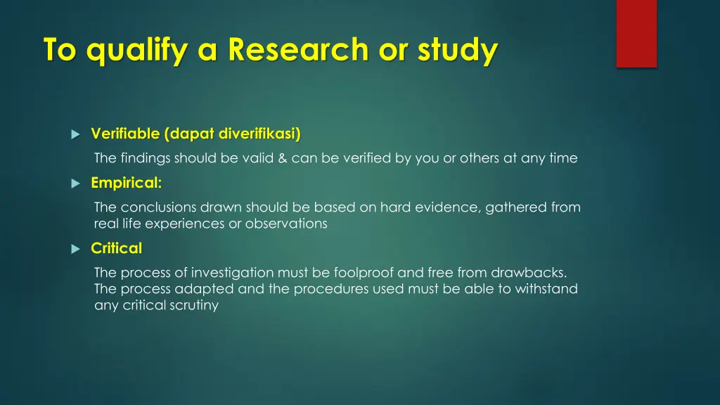 to qualify a research or study 2