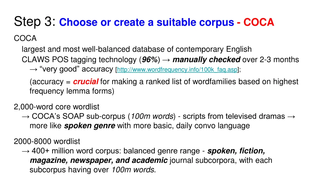 step 3 choose or create a suitable corpus coca