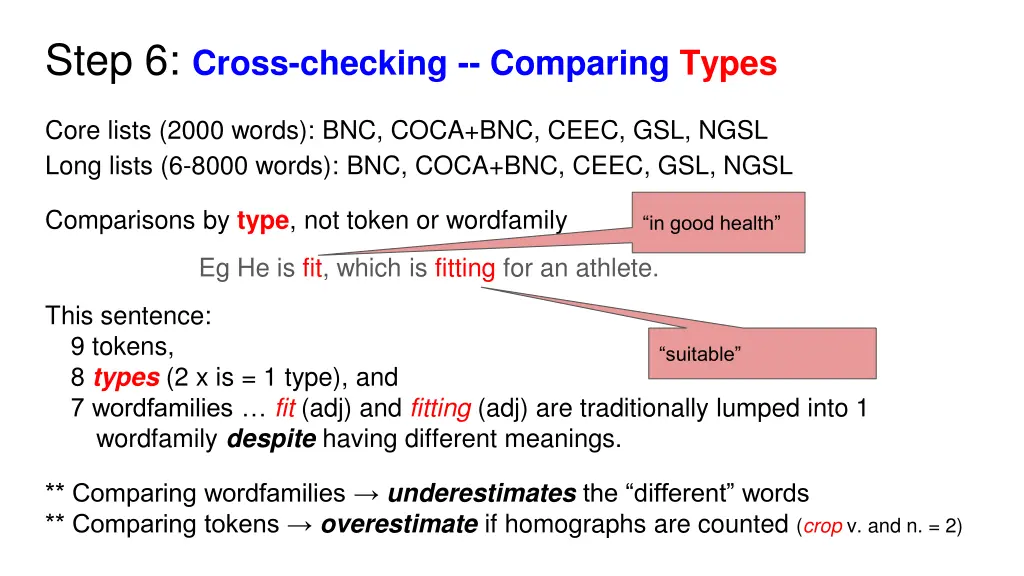 step 6 cross checking comparing types