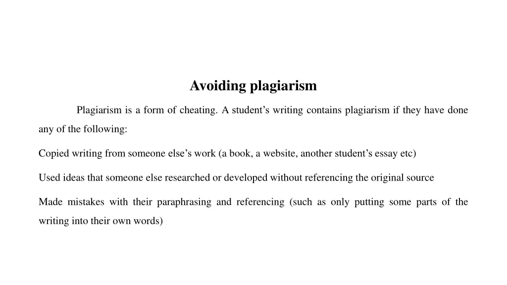 avoiding plagiarism