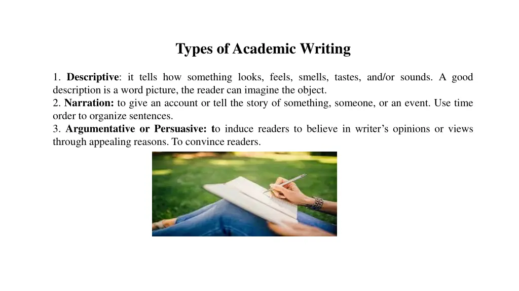 types of academic writing