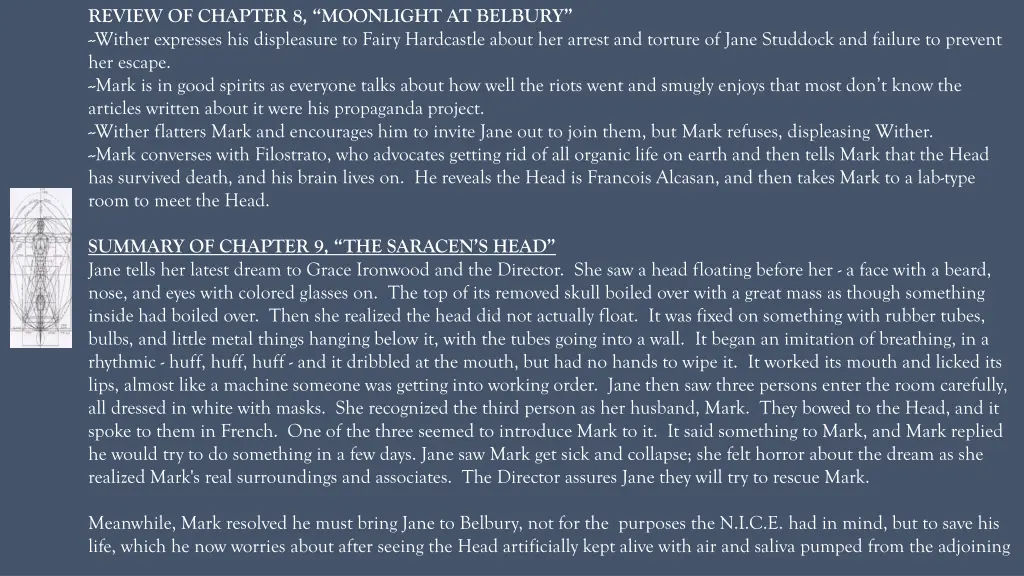 review of chapter 8 moonlight at belbury wither