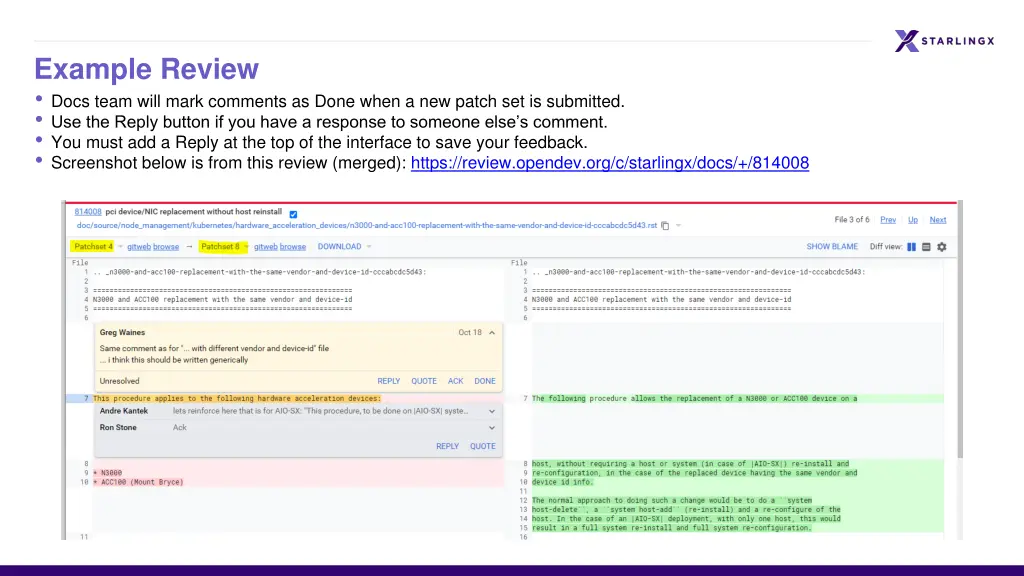 example review docs team will mark comments
