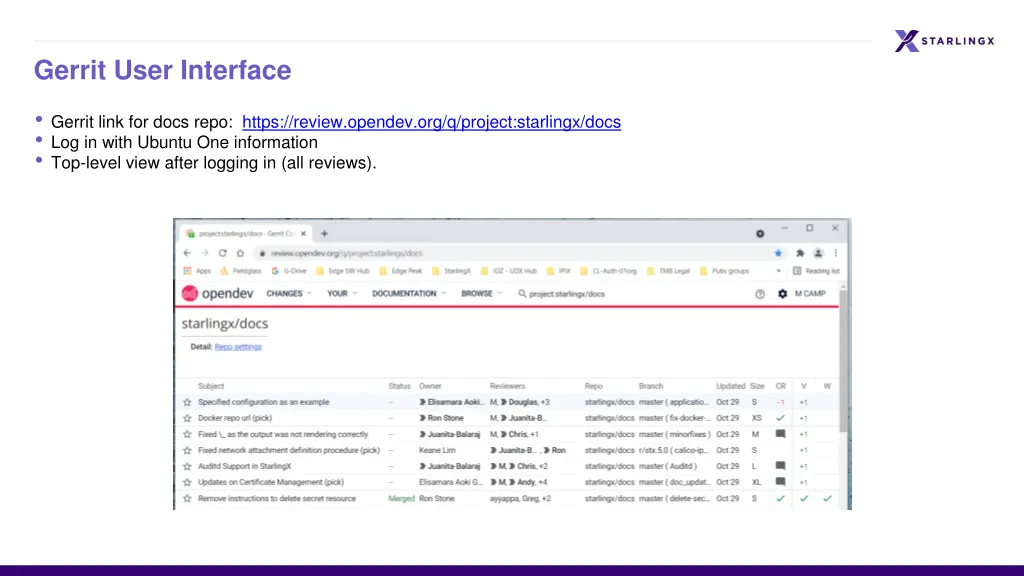 gerrit user interface