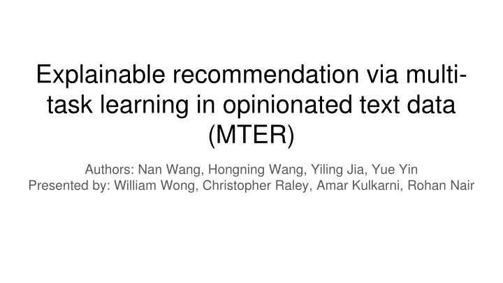explainable recommendation via multi task