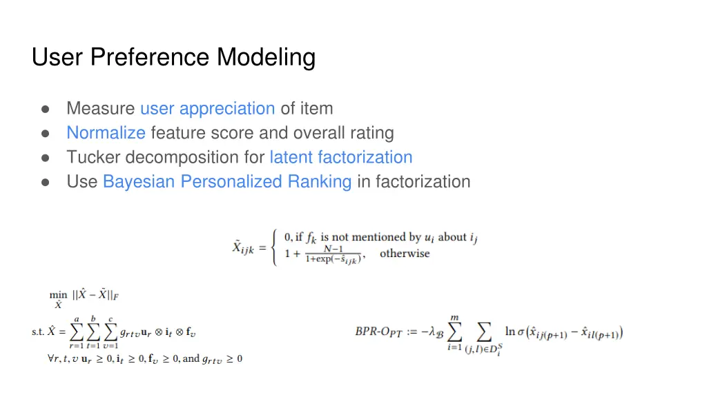 user preference modeling