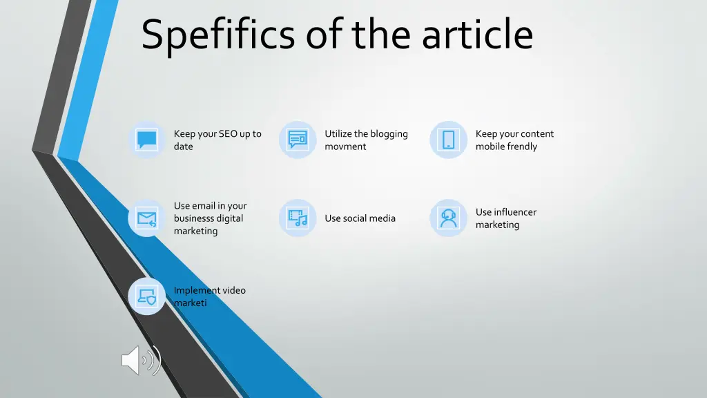 spefifics of the article
