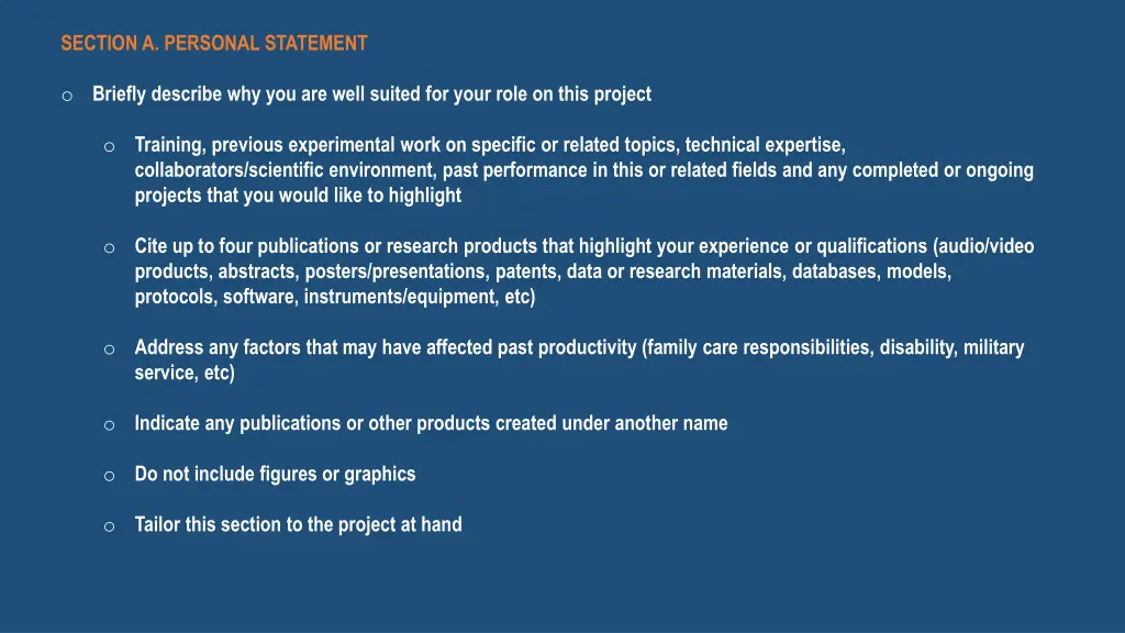 section a personal statement