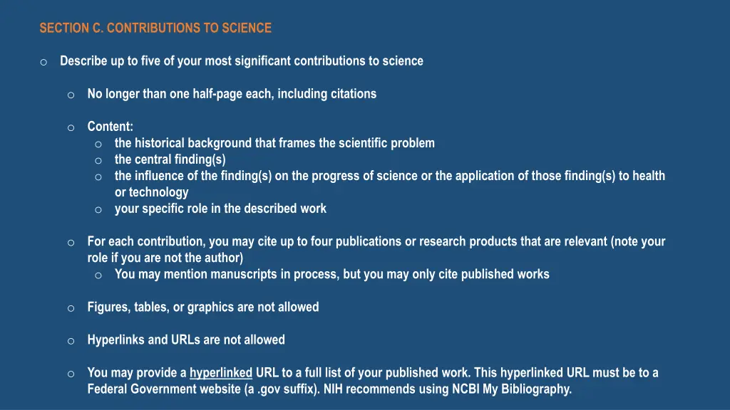 section c contributions to science