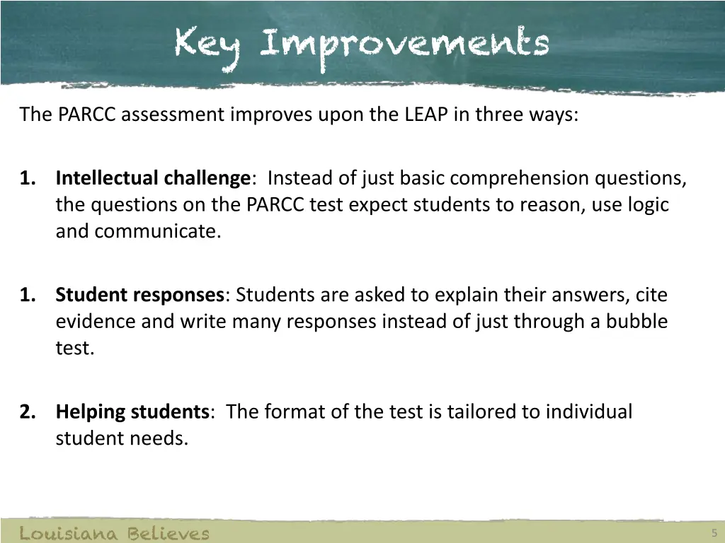 key improvements