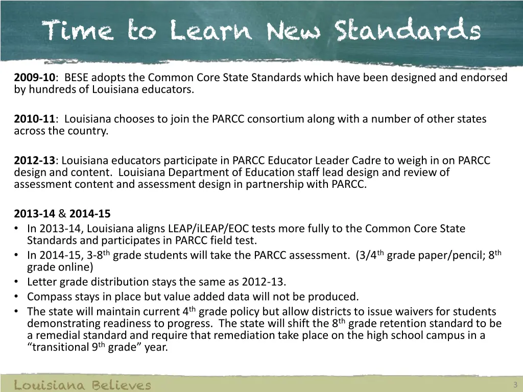 time to learn new standards