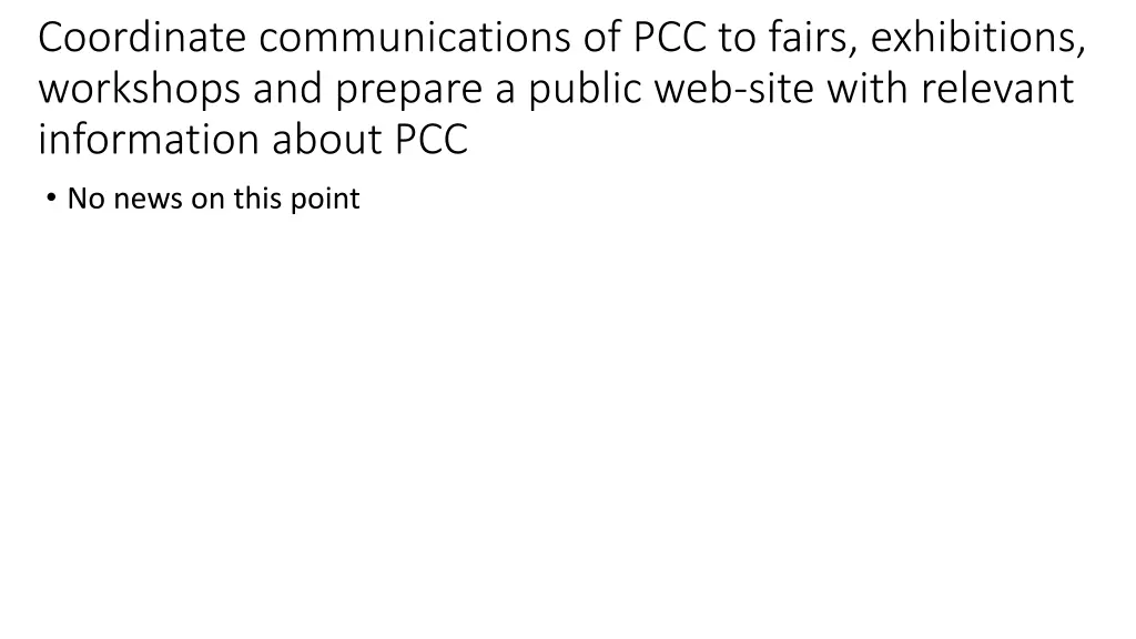coordinate communications of pcc to fairs