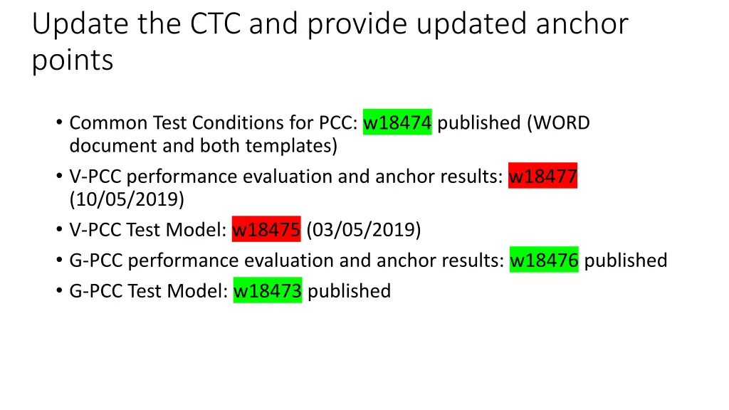 update the ctc and provide updated anchor points