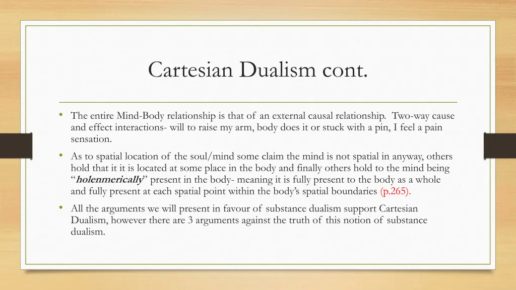 cartesian dualism cont
