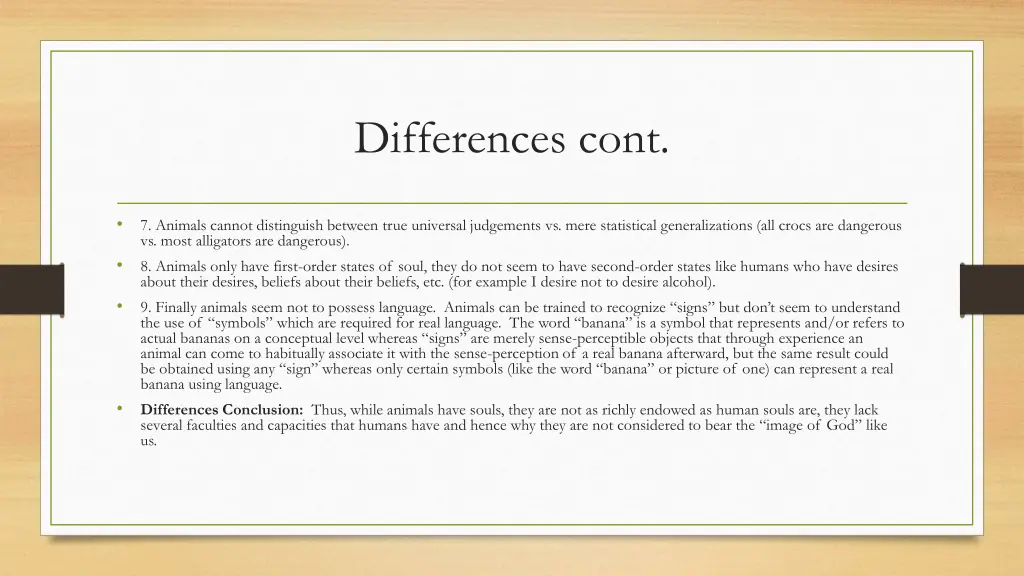 differences cont