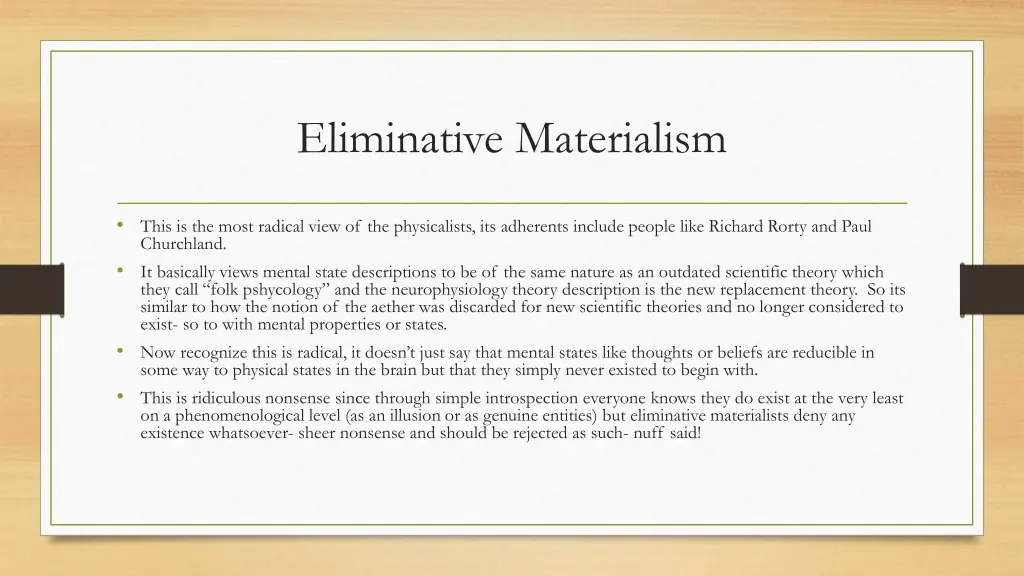 eliminative materialism