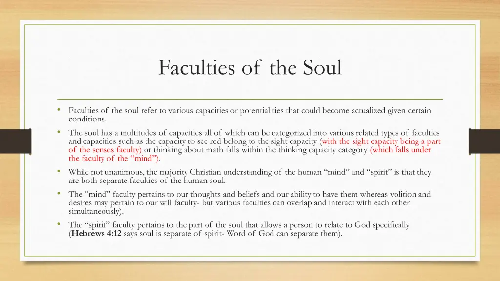 faculties of the soul
