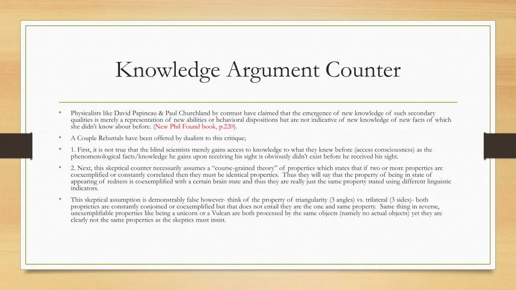 knowledge argument counter