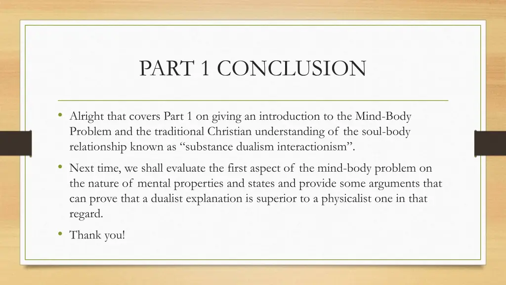 part 1 conclusion