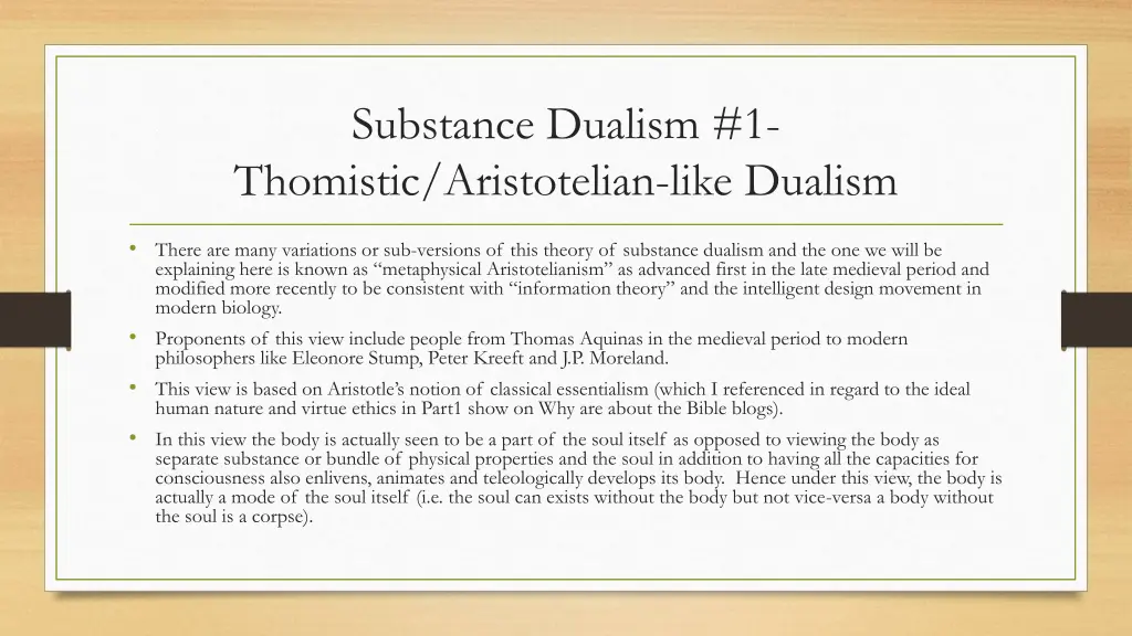 substance dualism 1 thomistic aristotelian like