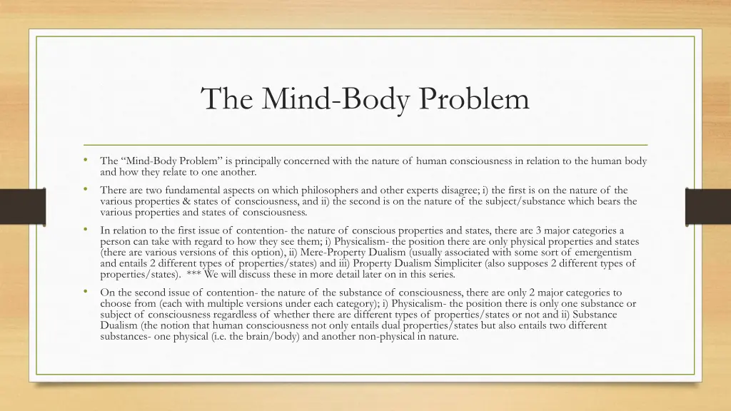 the mind body problem