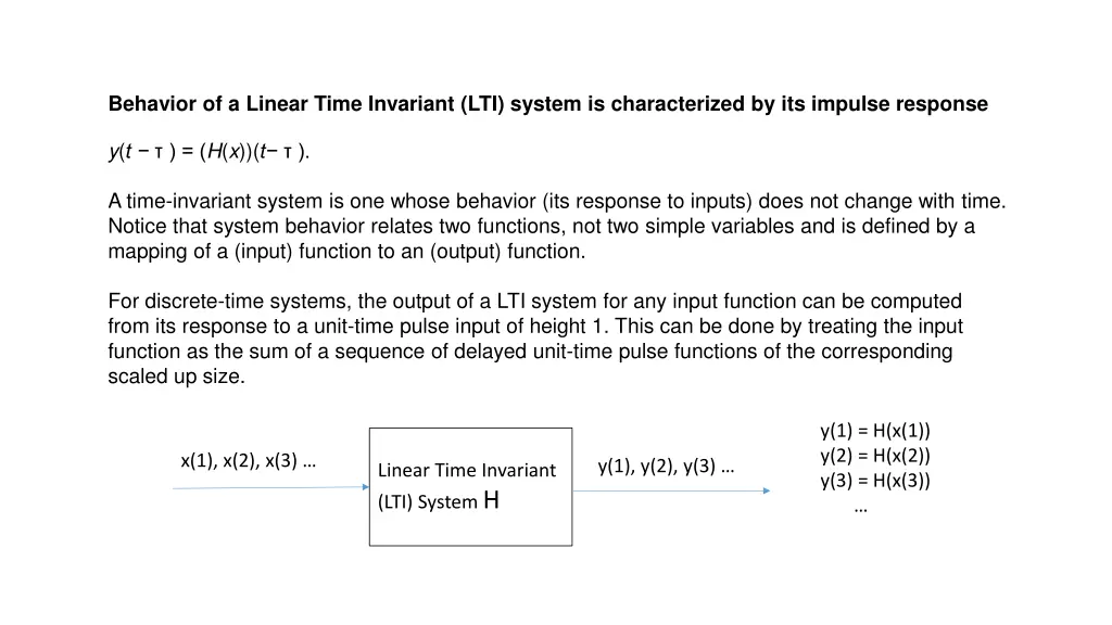 behavior of a linear time invariant lti system