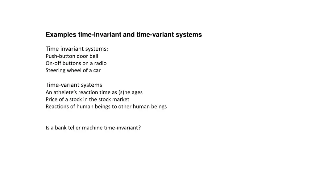 examples time invariant and time variant systems